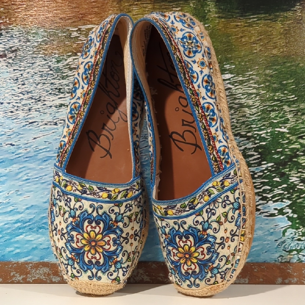 Brighton Lemony loafers, which are floral printed espadrille flats Size 7